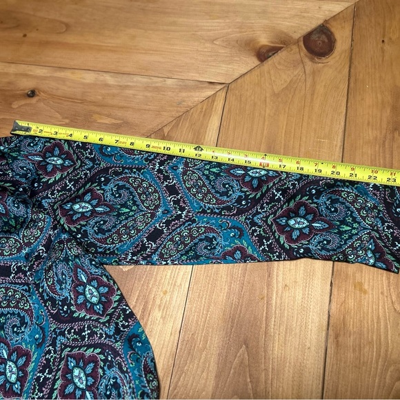 Talbots Teal and Black Patterned Blouse Size Large - Picture 10 of 11